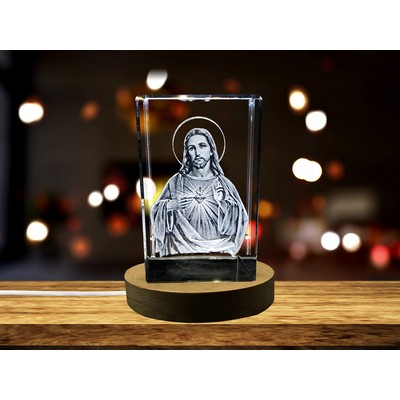 3D Crystal Jesus Figurine Statue with LED Light