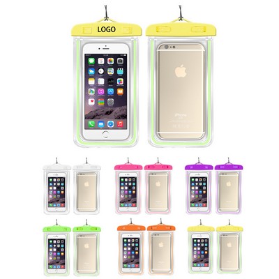 Transparent PVC waterproof mobile phone case with Luminous bar