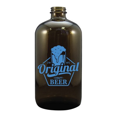 32 oz. Amber Boston Round Growler