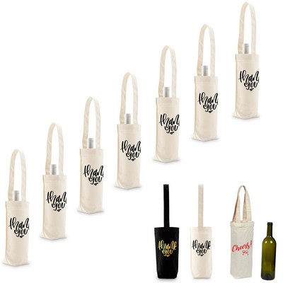 Single Bottle Canvas Wine Tote Bag