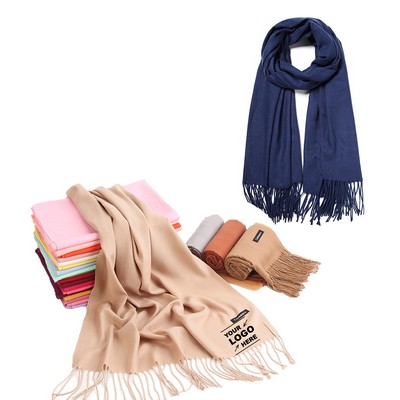 Pashmina Woven Scarf With Fringes