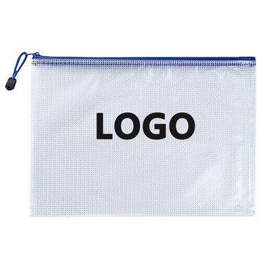 Plastic Mesh Zipper Pouch Waterproof Document Bag