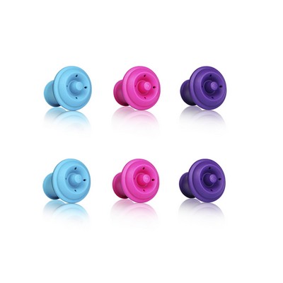 Vacu Vin Vacuum Wine Stopper Pink/Blue/Purple - Set of 6