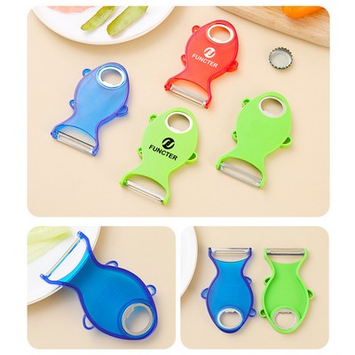 2 in 1 Fish Shaped Fruit Peeler with Bottle Opener Sharp Blade Kitchen Tool