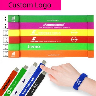 Custom Silicone Slap Wristband USB Flash Drive (16GB)