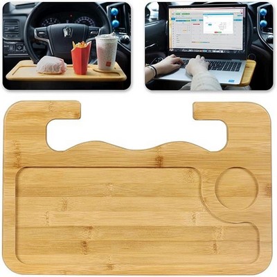 Portable Bamboo Car Steering Wheel Tray Convenient Travel Companion