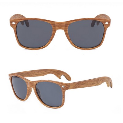 Wood Grain Design Sunglasses with Bottle Opener