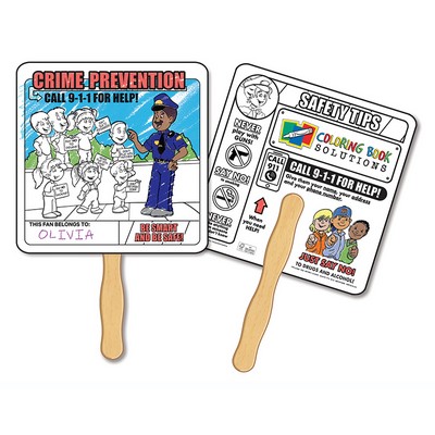 Crime Prevention Coloring Hand Fan - FSC Certified