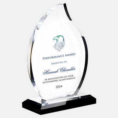 Color Imprinted Acrylic Flame Award with Black Base (S)