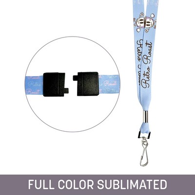 3/4" Full Color Sublimated Lanyard w/ Swivel Snap & Back Breakaway