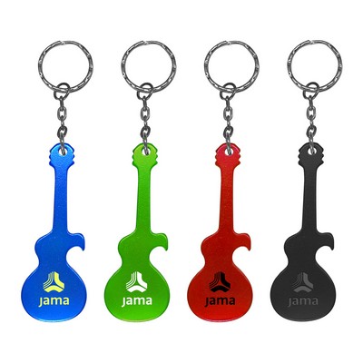 Guitar Shaped Aluminum Bottle Opener W/Key Chain