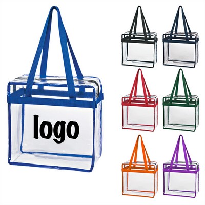 Zippered Pvc Stadium Tote Bag