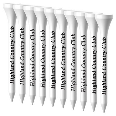 White or Natural Packaged Plastic Golf Tees - 3.25" 1 Color Logo Imprint Shank Only