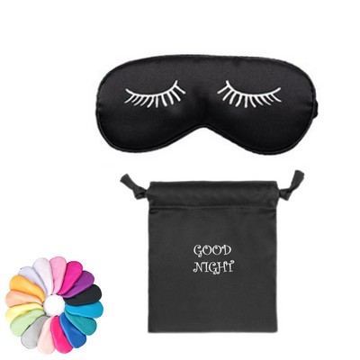 Satin adjustable Sleeping Eye Mask with drawstring pocket