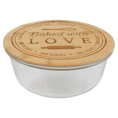 Round Glass Container with Bamboo Lid 44oz