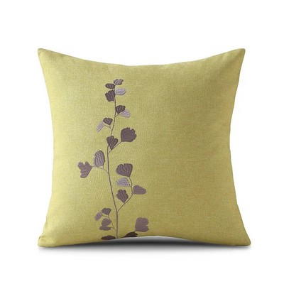 17.7 x 17.7 Inch Embroidery Premium Square Linen Throw Pillowcase With Hidden Zipper