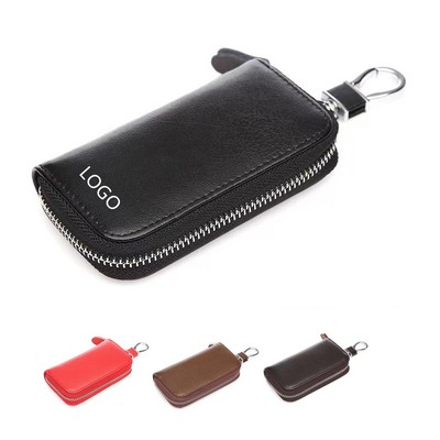 Premium Leather Key Holder Bag With Zipper Closure