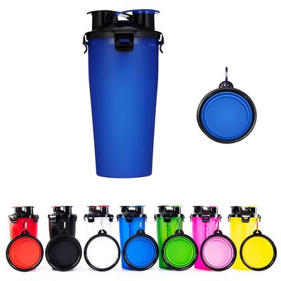 2 in 1 Portable Pet Water-Food Bottle W/Bowl