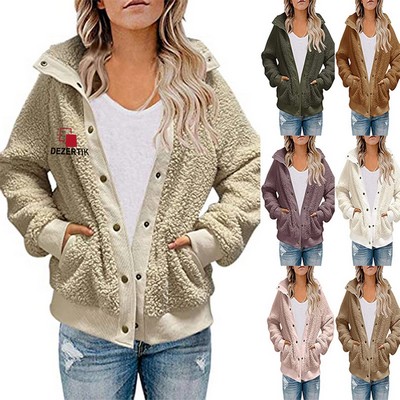 Womens Winter Long Sleeve Sherpa Jacket Coat