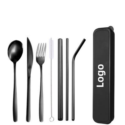 Travel Utensils with Case Portable Stainless Steel Cutlery Flatware Set