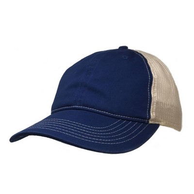 Big Size Navy/Tan Low Profile Unstructured Mesh Cap