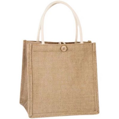 Unprinted Button Burlap Bag