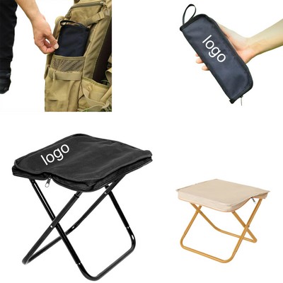 Portable Folding Stool With Self Zippered Storage Bag