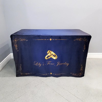 4' Custom Printed Velvet Fitted Table Cover - All Over Print