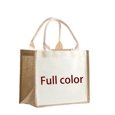 Full Color Jute Burlap Canvas Tote