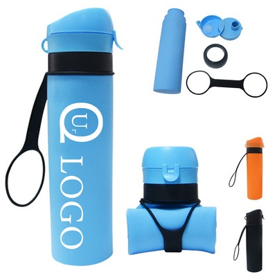 20.3 Oz. Collapsible Silicone Water Bottle