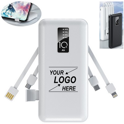 Portable 10000mAh Power Bank with LED Display and 4-in-1 Charging