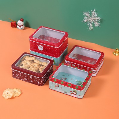 Rectangular Christmas Candy and Cookie Tin Box