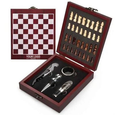 Chess Set with 4-Piece Wine Tool Kit