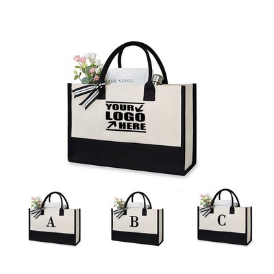 Customizable Two Tone Cotton Tote Bag