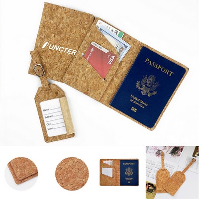 Cork Passport Holder Luggage Tag Set