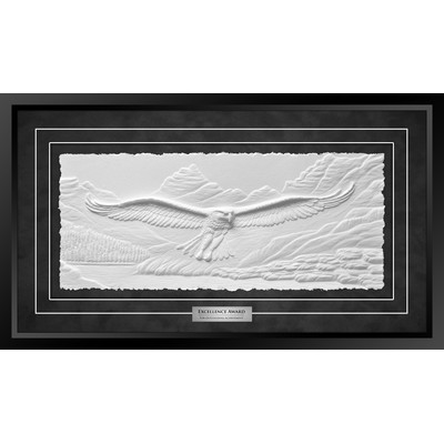 Valley of the Eagle (Black/Black) - Cast Paper Sculptured Art - Shadowbox Award 17.5"x30"