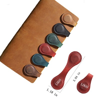 Leather Magnetic Buckle Bookmark