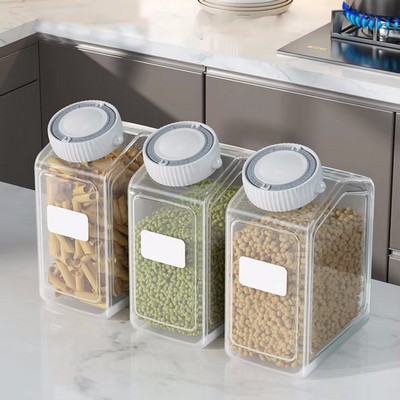 Plastic Food Storage Container Time Keeping Airtight Sealed Cereal Jar With Lid