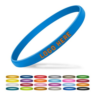 Color Filled Debossed Narrow Silicone Bracelet