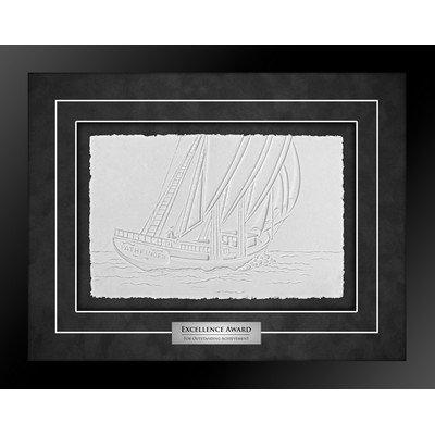 Pathfinder (Black/Black) - Cast Paper Sculptured Art - Shadowbox Award 15.75"x19.75"