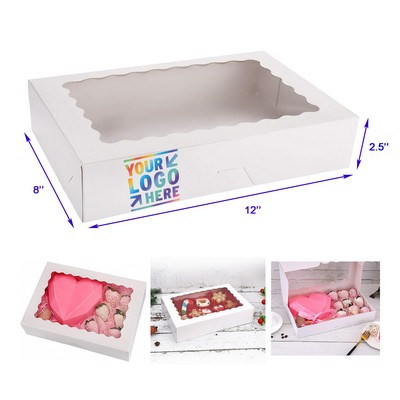 12 x 8 x 2.5 Inches White Cookie Box for Pies Cakes Muffins Donuts and Pastries