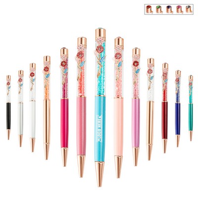 Flower Sand Twist Metal Ballpoint Pens