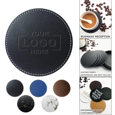 Waterproof Leather Drink Coaster Set