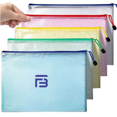 Transparent A4 PVC Mesh Zipper File Bag