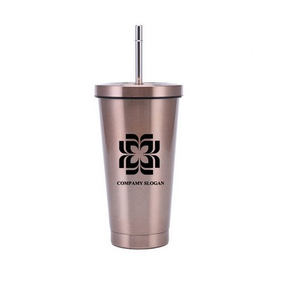 16oz Insulated Coffee Mug with Straw