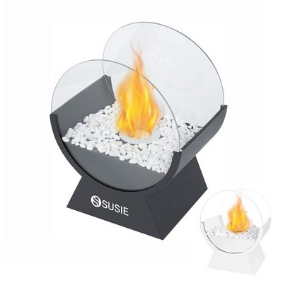 Round Glass Tabletop Fireplace