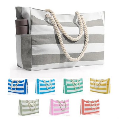 Large Polyester Beach Tote Bags with Zipper