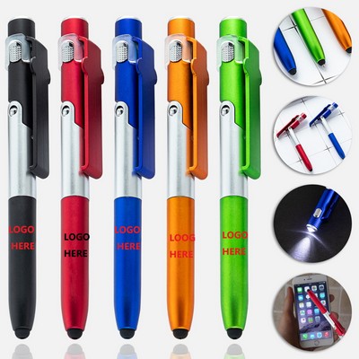 4 in 1 Multi Function Touch LED Pen With Stylus Phone Holder