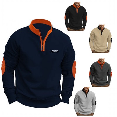 Men'S Quarter Zip Sweatshirt Streetwear