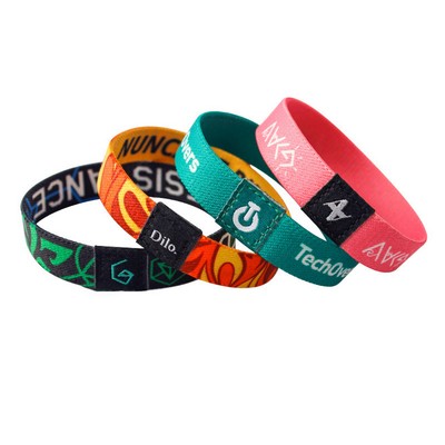 3/4" Sublimated Elastic Event Wristband W/ Customizable Woven Label